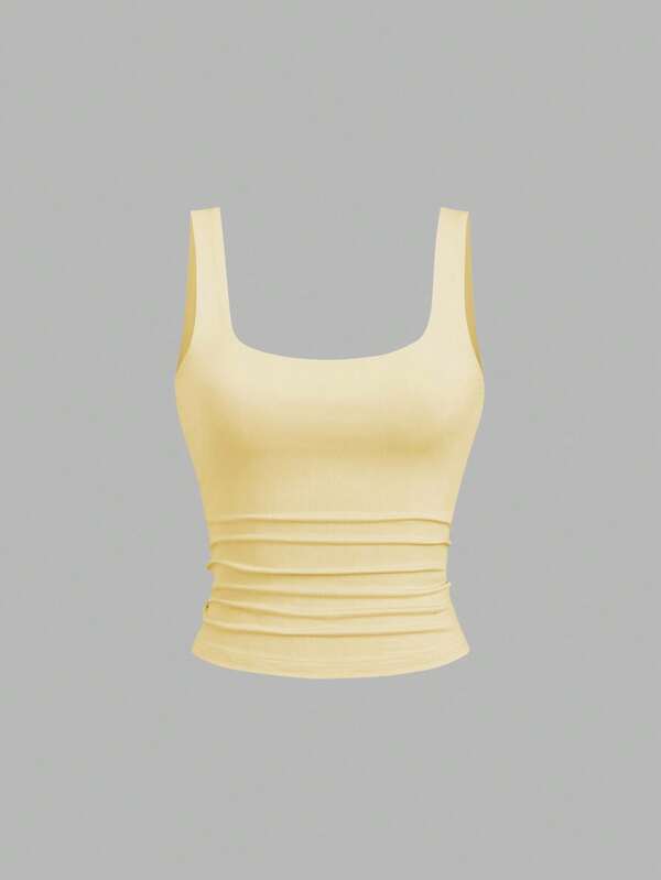 Sweetra Women's Casual Pleated Scoop Neck Tank Top, Summer