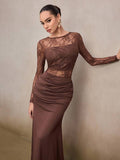 Modelyn Women's Elegant Lace Patchwork Dress, Suitable For Party Elegant Party Dresses