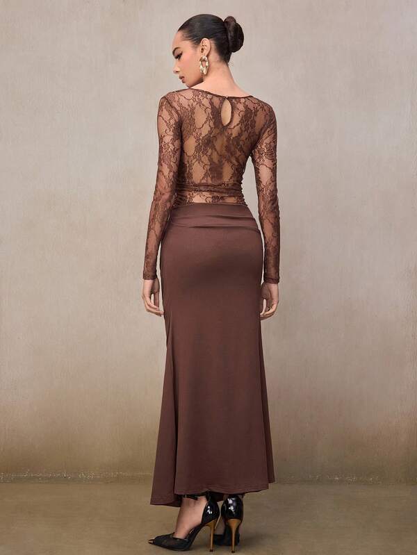 Modelyn Women's Elegant Lace Patchwork Dress, Suitable For Party Elegant Party Dresses