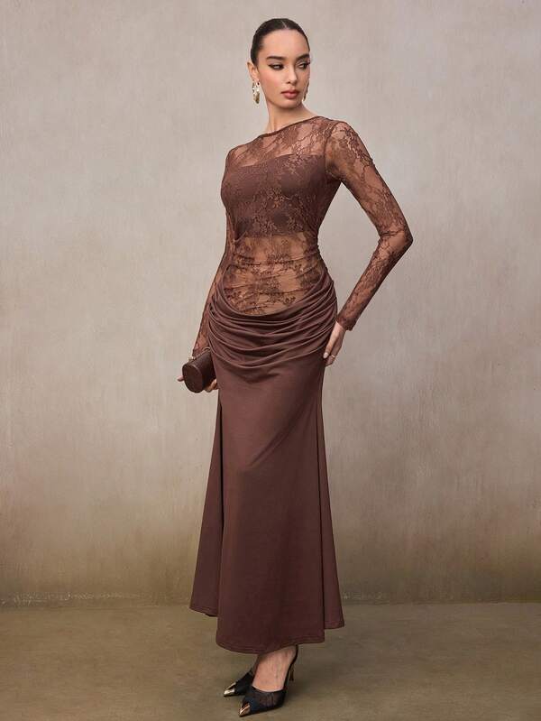 Modelyn Women's Elegant Lace Patchwork Dress, Suitable For Party Elegant Party Dresses